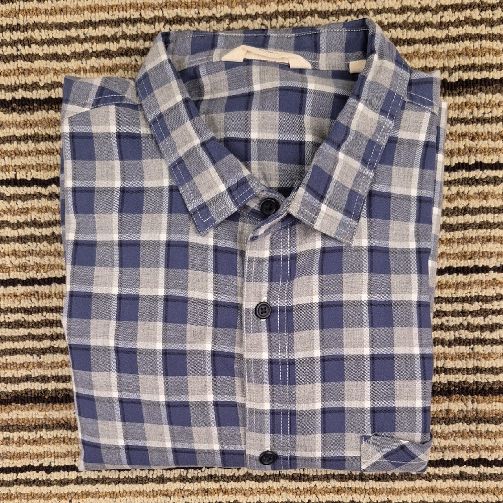 NN07‎ Frede Blue Grey Plaid Flannel Cotton Sz XXL Mens Long Sleeve Shirt
